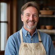 Master artisan Hallow working in studio